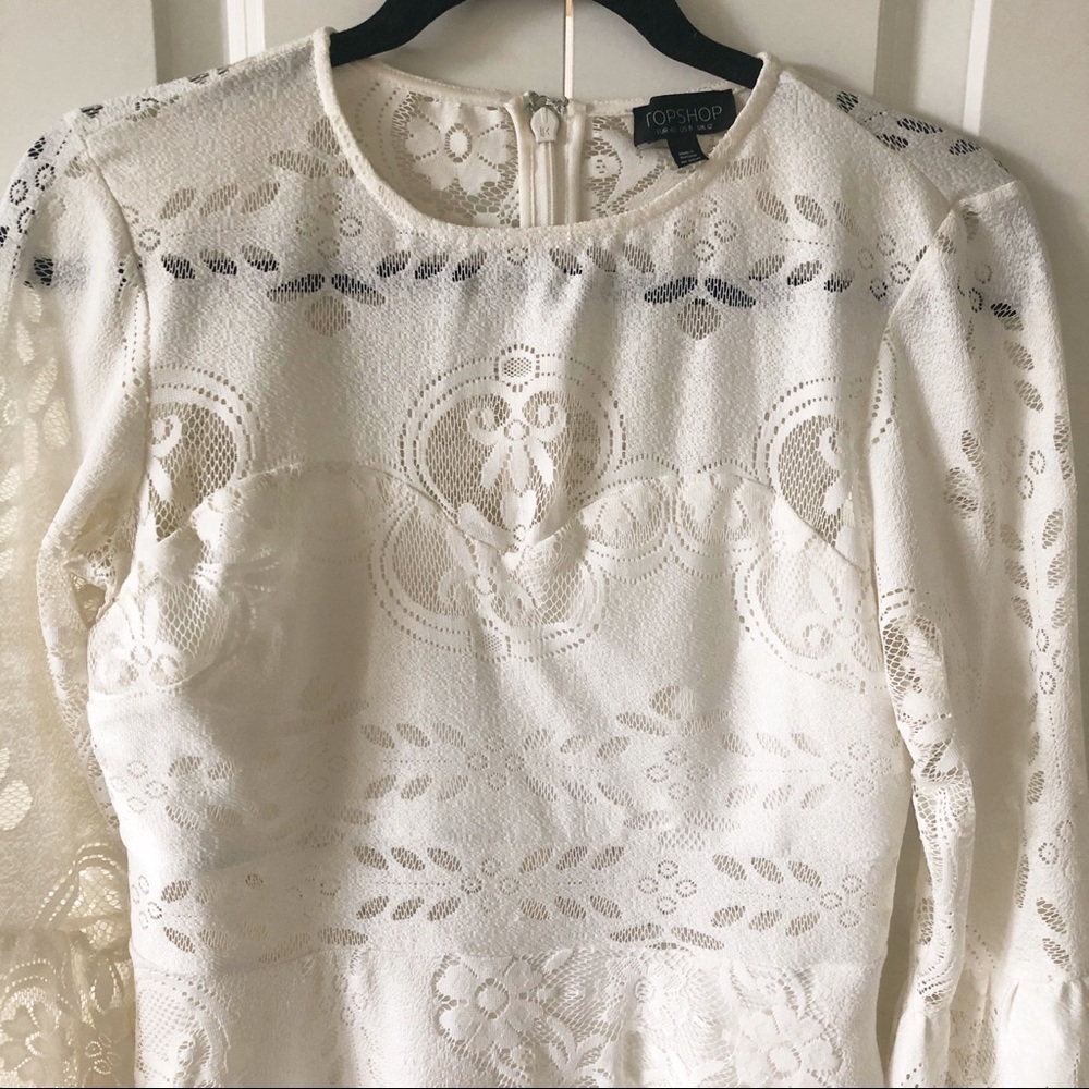 Topshop Boho Lace Flutter Sleeve Dress - Picture 4 of 12